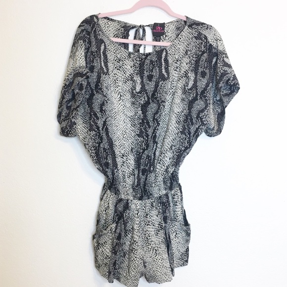 snakeskin romper shorts